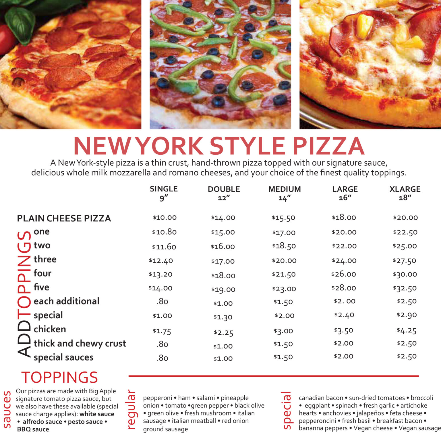 Pizza & Calzones Big Apple Pizzeria